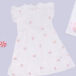 Pantaloons Junior Girls Floral Emboridered Flutter Sleeve Fit & Flare Dress-image-93
