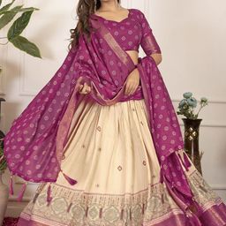 Aika Printed Foil Print Ready to Wear Lehenga & Unstitched Blouse With Dupatta image 4