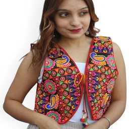 Prijam Women Embroidered Cotton Ethnic Jacket-image-43