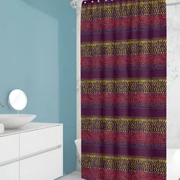 ArtzFolio Maroon & YellowPrinted Waterproof Shower Curtains-image-44