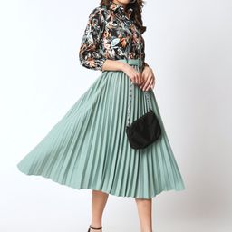 ZWERLON Women's Floral Print A-Line Midi Dress-15