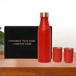 INTERNATIONAL GIFT Red Set of 3 Copper Solid Water Bottle-34