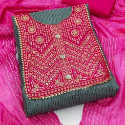 Maroosh Floral Embroidered Sequined Chanderi Cotton Unstitched Dress Material-image-73