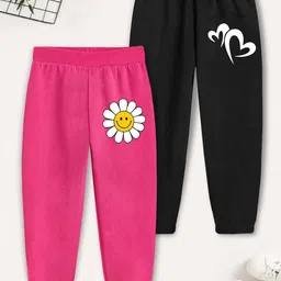 YK X Trampoline Girls Pack Of 2 Printed Cotton Mid-Rise Joggers-35