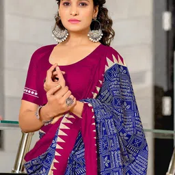 Pandadi Saree Block Printed Sarees with Unstitched Blouse Piece image 2