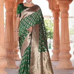 KALINI Green Pure Silk Woven Design Sarees-image-25