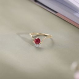 Mia by Tanishq Gold and Diamond Berry Orbit Ruby Ring-image-89