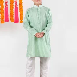 Pehanaava Boys Floral Printed Regular Pure Cotton Kurta with Pyjamas-74
