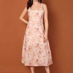 all about you Women Floral Printed Gathered or Pleated A-Line Midi Dresses-picture-30