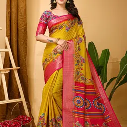 KALINI Kalamkari Zari Block Print Saree-13