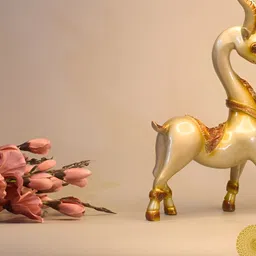 The Gharnish Beige 2 Pieces Majestic Deer Figurine Showpiece-image-17