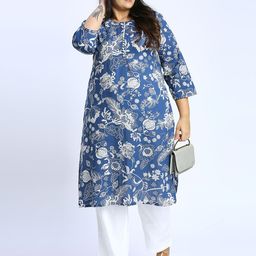Sizeupp Women Plus Size Floral Printed Festive Cotton Straight Kurtas-image-36