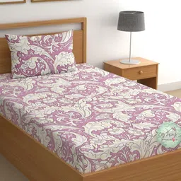 CG HOMES Pink & White Floral 180 TC Cotton Single Bedsheet 215 cm x 150 cm-picture-31