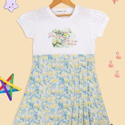 PAMPOLINA Girls Floral Printed Puff Sleeves A-Line Dress-image-58