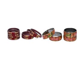 SOMIL Women Set Of 12 Maroon Alloy Artificial Stones & Beads Bangles-picture-45
