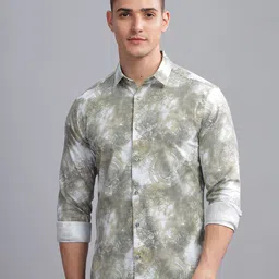 THREE DAYS Comfort Abstract Printed Spread Collar Cotton Shirt-image-69