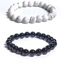 Divine souvenirs Unisex Set Of 2 Artificial Beaded Elasticated Bracelets-3