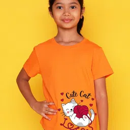 NUSYL Girls Cute cat Printed Regular Fit T-Shirt-image-16