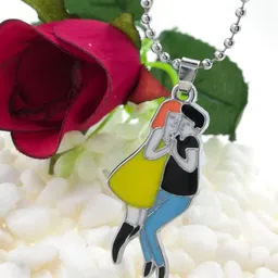 Saizen Unisex Rhodium-Plated Stainless Steel Contemporary Pendant With Chain-image-92