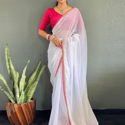 DIVASTRI Poly Georgette Ready to Wear Saree-image-61