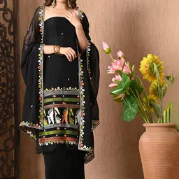 THE WEAVERS SHOP BY RAAVI Embroidered Organza Unstitched Dress Material-image-35