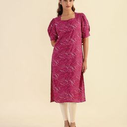 HAY Women Floral Printed Thread Work Kurta-33