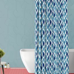 ArtzFolio Blue and White Geometric Printed Waterproof Shower Curtain-17