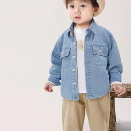LULU & SKY Girls Washed without Crop Denim Jacket-image-70