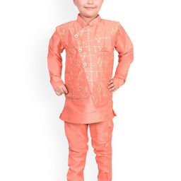 Little Needle Boys Ethnic Motifs Regular Kurta with Pyjamas-image-46