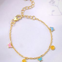 GIVA Kid's 925 Silver Gold-Plated Smile Star Anklets-image-22