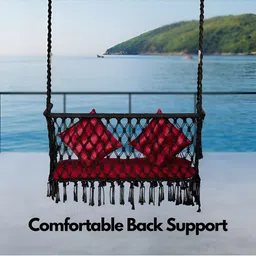 Swingzy Black & Red Square-Shaped Hammock Swing With Cushion image 3