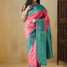 Mitera Woven Design Zari Silk Blend Banarasi Saree-picture-17