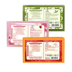 SPARSHAM-NATURE'S TOUCH Set Of 3 Neem, Rose & Saffron Soap - 125 g Each image 5