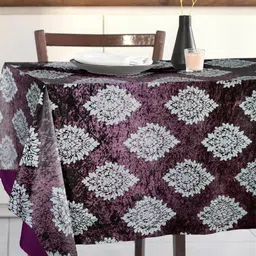 Tesmare Mauve Ethnic Motifs Anti-Slip 6-Seater Table Cover with Embellished details-image-75