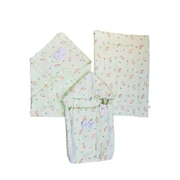 Fareto Infants Green & White Printed Baby Bedding Essential Feeding Pillow Baby Bed Sets-image-93