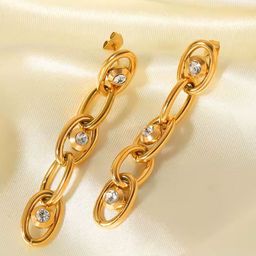 SALVE Stainless Steel Stones Studded Drop Earrings-42