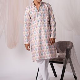 5 Stitch Men Embroidered Sequinned Chanderi Silk Kurta-27