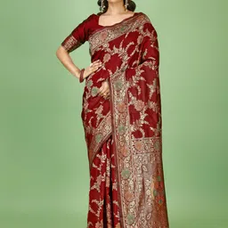F FASHION Woven Design Zari Pure Silk Banarasi Saree-image-97