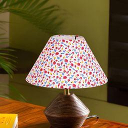 Devansh White & Red Printed Wood Contemporary Frusturical Shaped Table Lamp-0