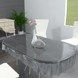 TANLOOMS Transparent Waterproof Oval 6-Seater Table Cover-17
