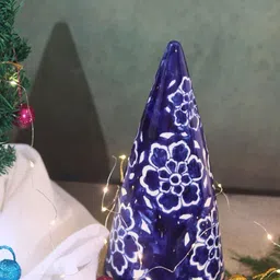 WEAVING HOMES Blue & White Floral Ceramic Christmas Tree-image-99
