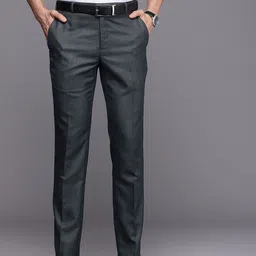 Raymond Men Self Design Textured Slim Fit Formal Trousers-image-45