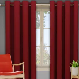 DREAM CARE Maroon 2 Pieces Black Out Door Curtains-image-16