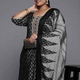 EXTRA LOVE BY LIBAS Women Teal Ethnic Motifs Yoke Design Regular Sequinned Kurta with Trousers & With Dupatta-image-22