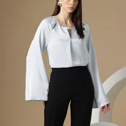 Chemistry Keyhole Neck Flared Sleeves Top with Cut-Out Detail-image-31