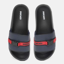 Ducati Men Striped Sliders with Buckle Detail-picture-33