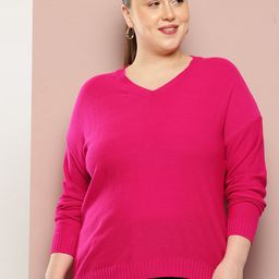 Sztori Plus Size V-Neck Drop-Shoulder Sleeve Pullover-1