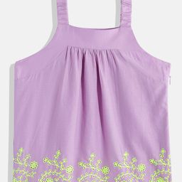 United Colors of Benetton Girls Pure Cotton Schiffli Embroidered Top-19