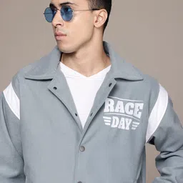 The Roadster Lifestyle Co. Typography Printed Shirt Collar Relaxed Bomber Jacket-picture-28
