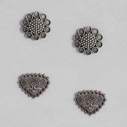 AITIHYA Set f 2 Floral Oxidised Studs Earrings-image-7